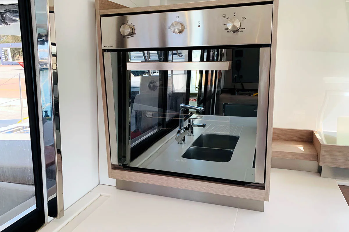 Galley of Be Nauti, a Fountaine Pajot Elba 45 catamaran at Road Town, British Virgin Islands