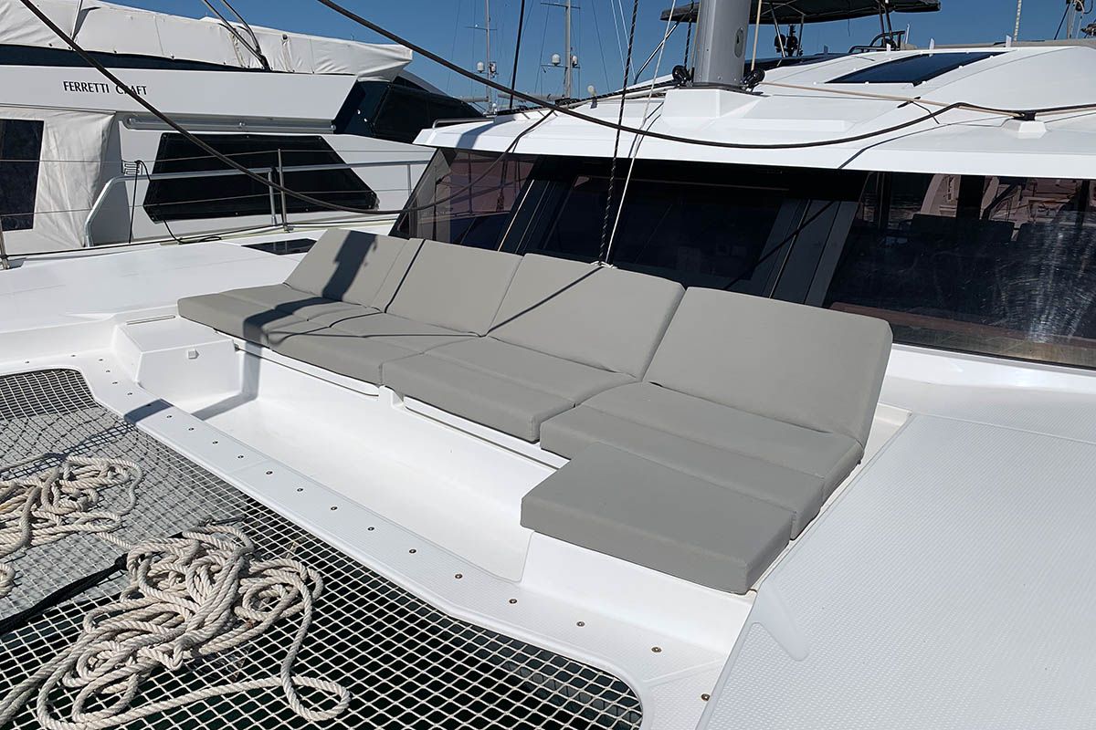 Deck of Be Nauti, a Fountaine Pajot Elba 45 catamaran at Road Town, British Virgin Islands