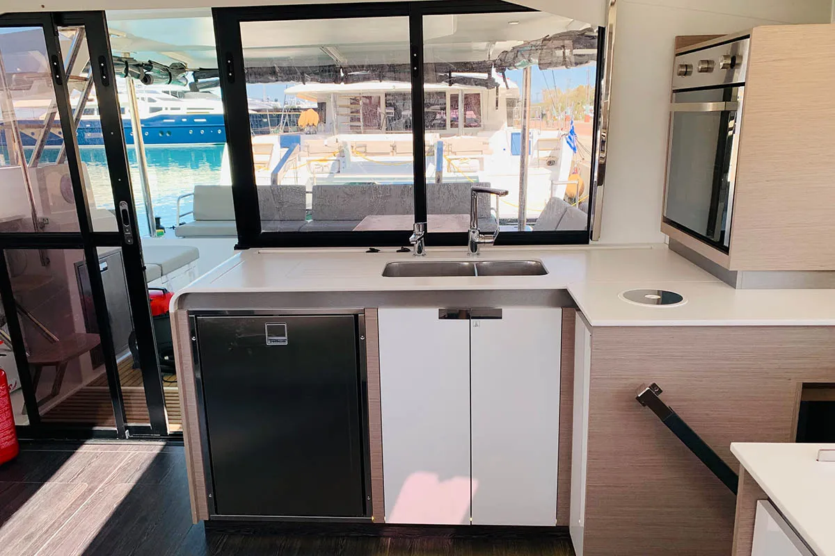 Galley of Be Nauti, a Fountaine Pajot Elba 45 catamaran at Road Town, British Virgin Islands