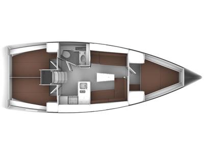 Floor plan of Bav37/2015, a Bavaria 37 Cruiser sailboat at Gouvia, Greece