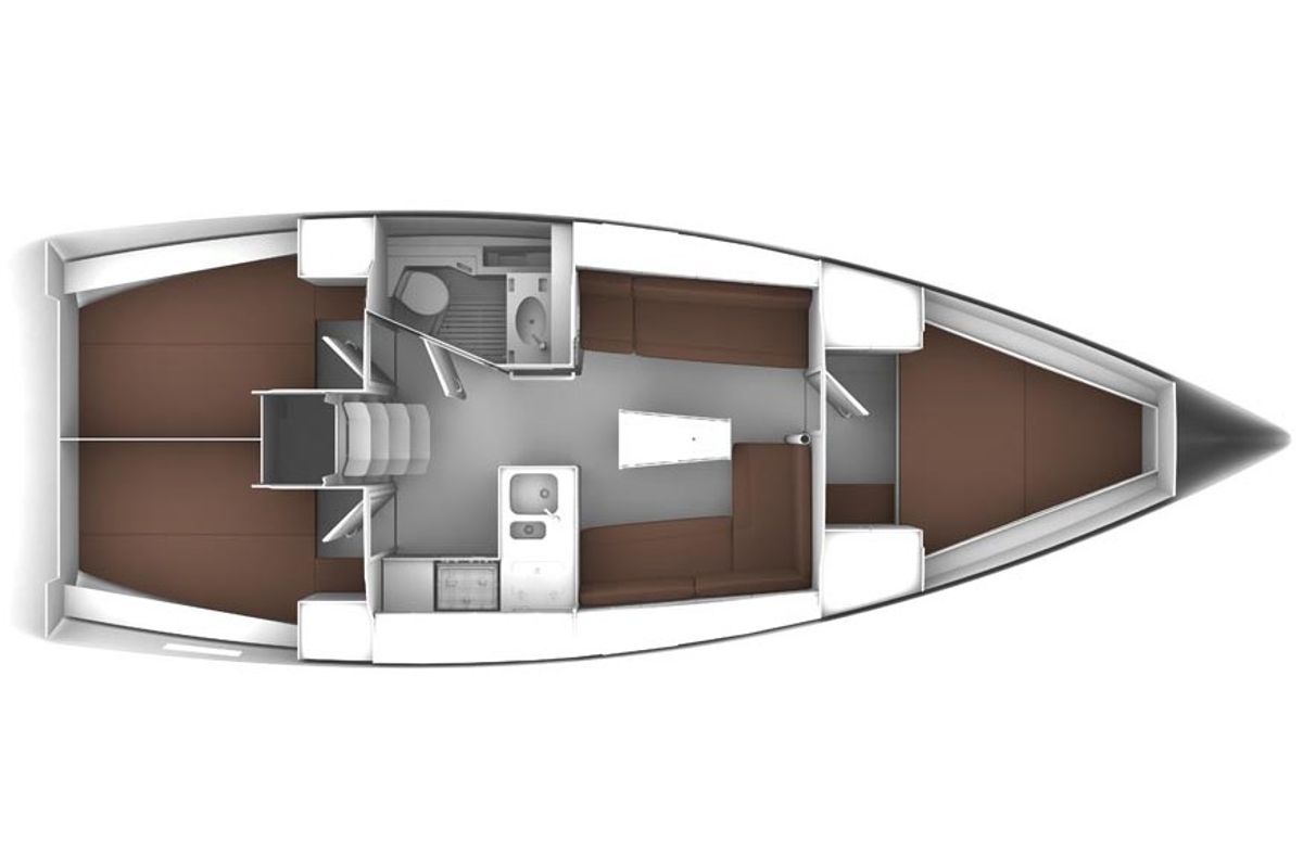 Floor plan of Bav37/2015, a Bavaria 37 Cruiser sailboat at Gouvia, Greece