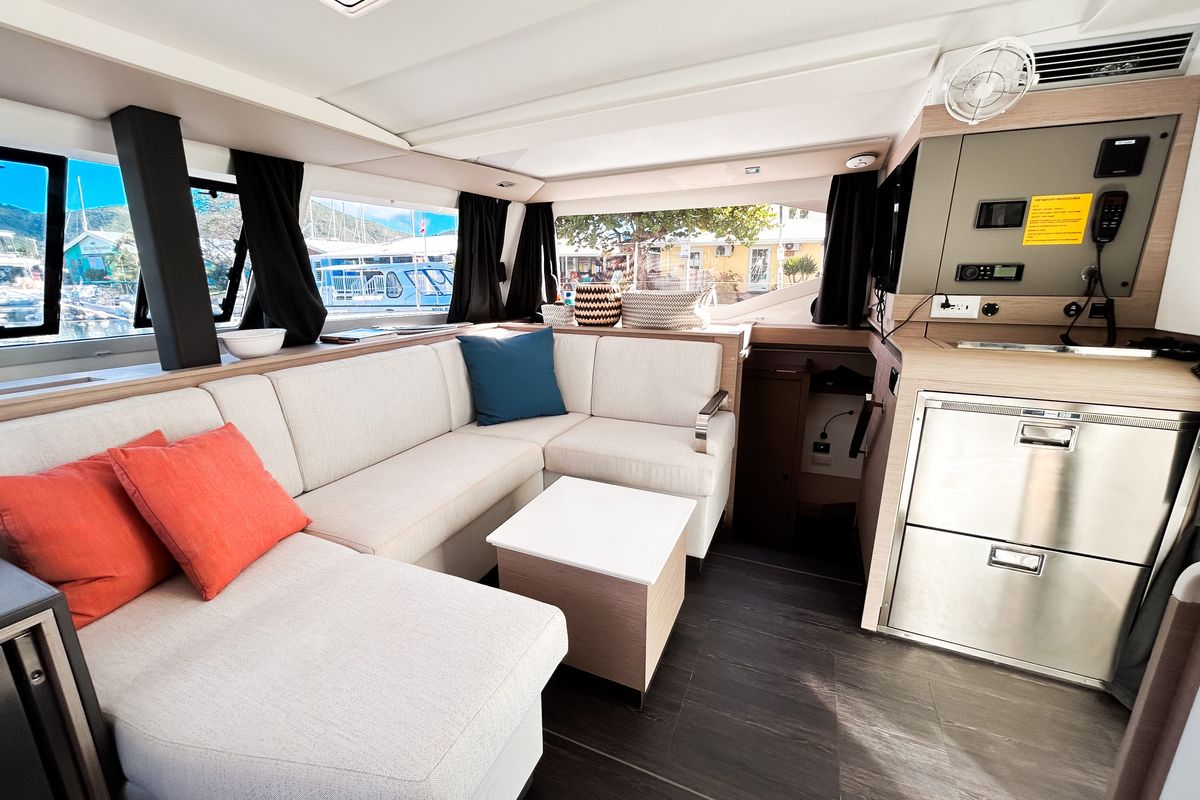 Galley of Pizza My Heart, a Fountaine Pajot Isla 40 catamaran at Road Town, British Virgin Islands