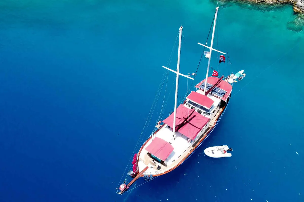 Exterior view of Pronto Blue, a Gulet Gulet gulet at Fethiye, Turkey