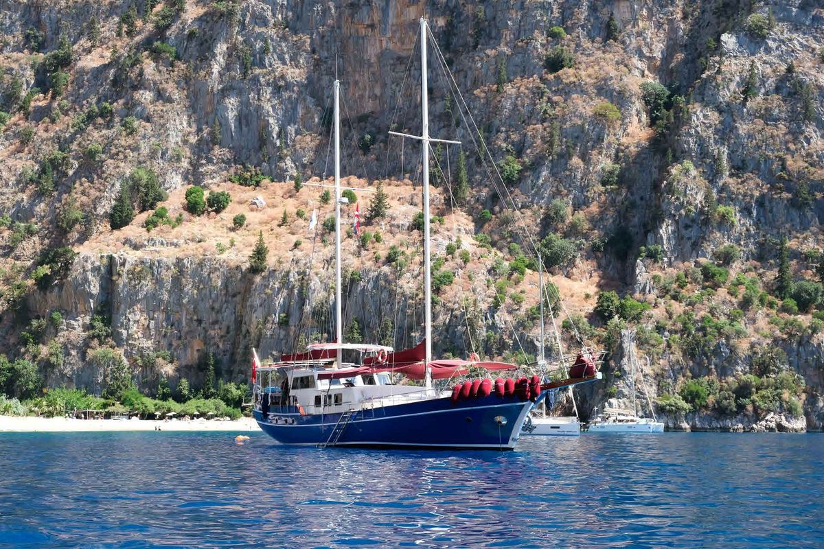 Exterior view of Pronto Blue, a Gulet Gulet gulet at Fethiye, Turkey