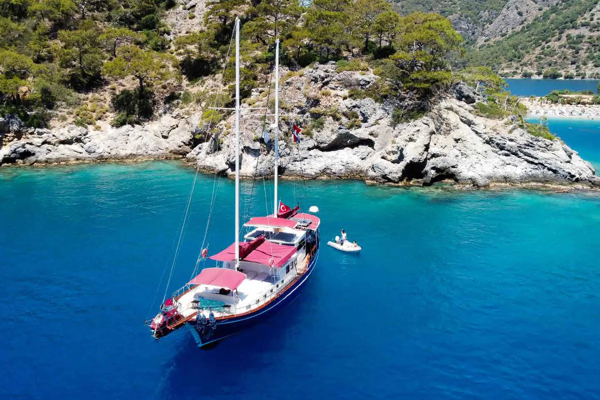 Exterior view of Pronto Blue, a Gulet Gulet gulet at Fethiye, Turkey