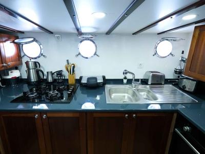 Galley of Pronto Blue, a Gulet Gulet gulet at Fethiye, Turkey
