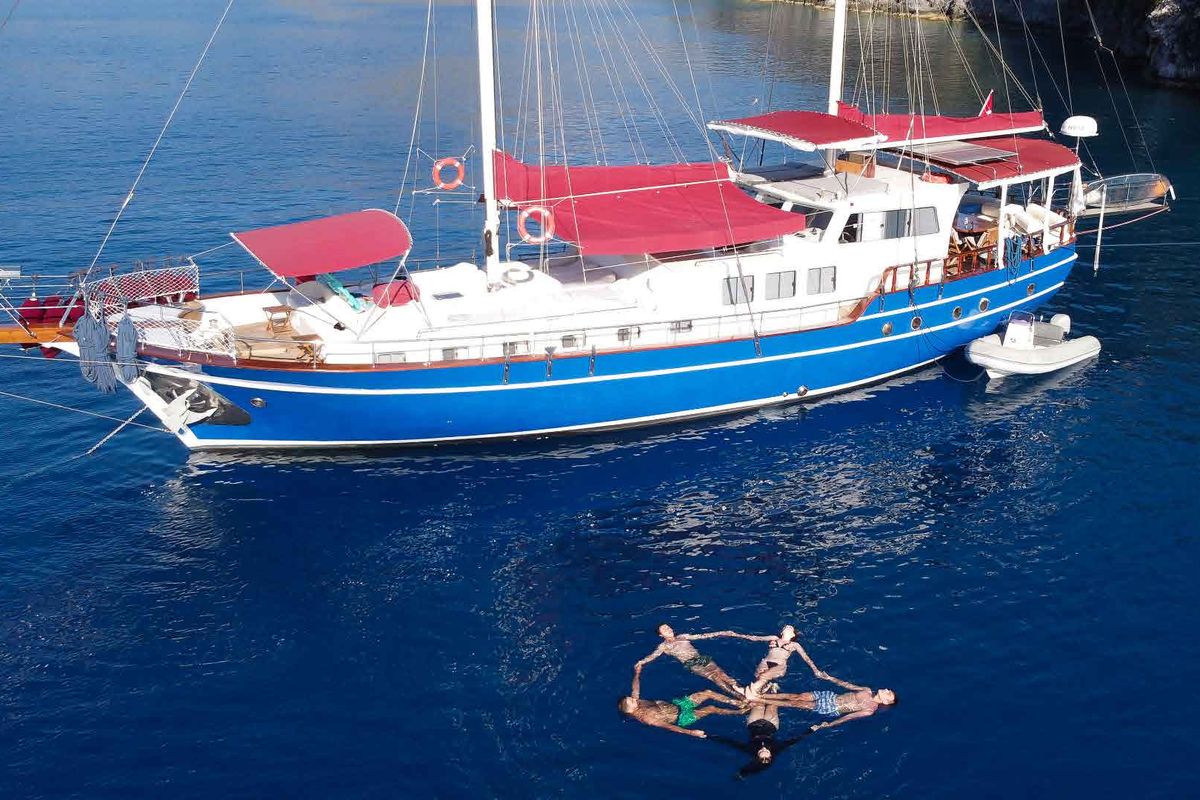 Exterior view of Pronto Blue, a Gulet Gulet gulet at Fethiye, Turkey