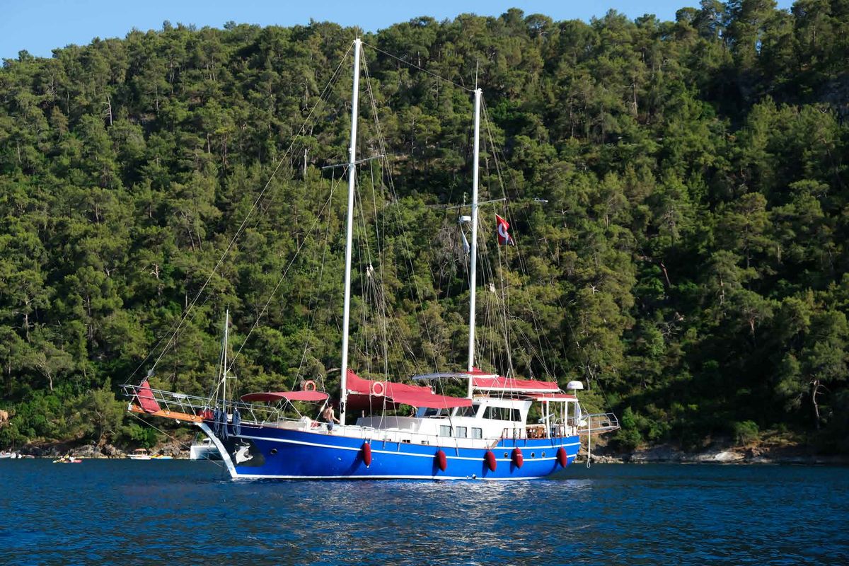Exterior view of Pronto Blue, a Gulet Gulet gulet at Fethiye, Turkey