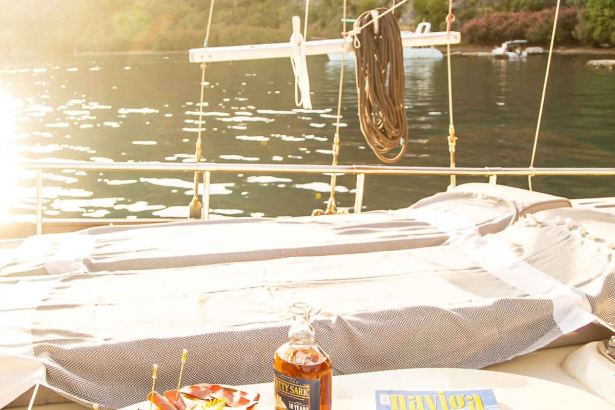 Deck of Pronto Blue, a Gulet Gulet gulet at Fethiye, Turkey