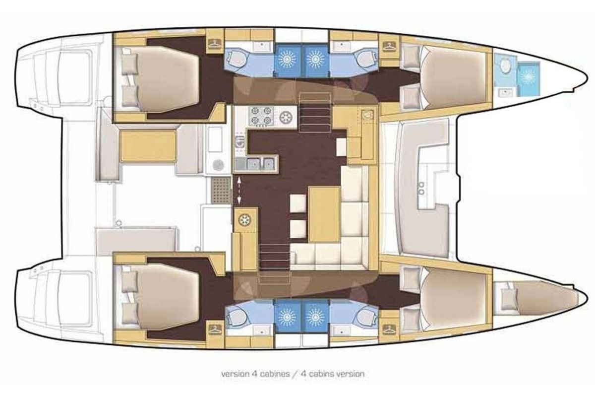 Floor plan of Yuki, a Lagoon 46 catamaran at Seychelles, Eden Island Marina, Seychelles