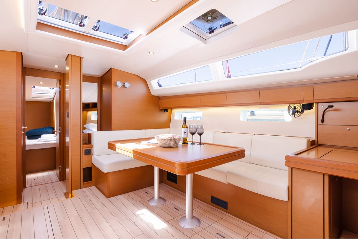 Salon of Panayiotis K, a Jeanneau 54 sailboat at Municipal Unit of Nea Peramos, Greece