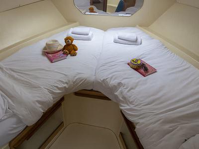 Cabin on Consul - Budget 1, a Cygnet Consul motorboat at Rheinsberg, Germany