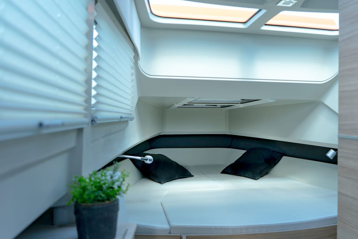 Cabin on Poseidon, a Saxdor Yachts Saxdor 320 GTO motorboat at Alyki, Greece