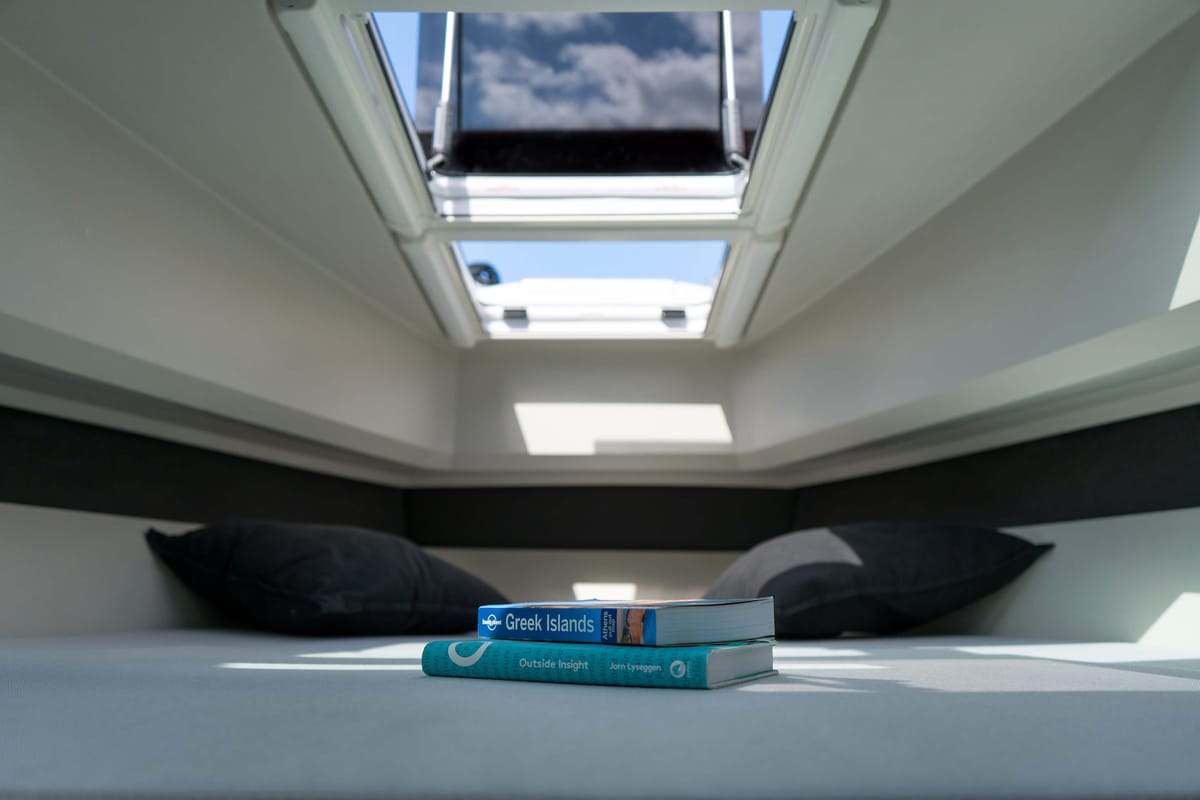 Cabin on Poseidon, a Saxdor Yachts Saxdor 320 GTO motorboat at Alyki, Greece