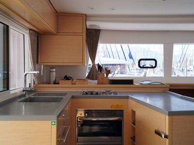Galley of Big Dream, a Lagoon 450 Fly catamaran at Marmaris, Turkey
