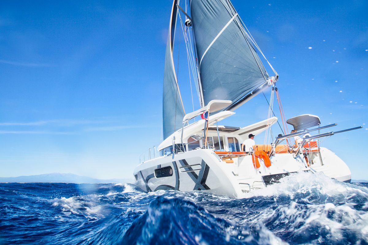Exterior view of Zara, a Excess 12 catamaran at Zadar, Croatia
