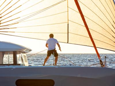 Deck of Zara, a Excess 12 catamaran at Zadar, Croatia