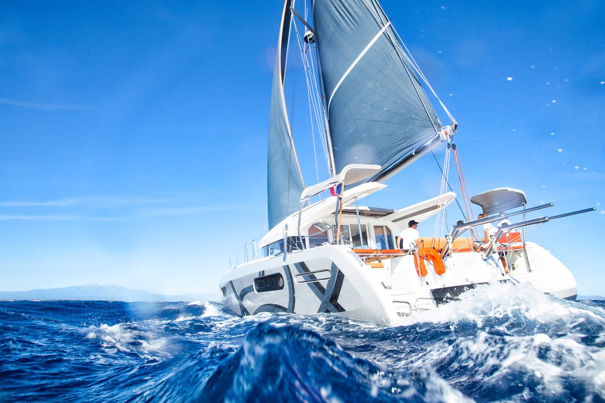 Exterior view of Zara, a Excess 12 catamaran at Zadar, Croatia