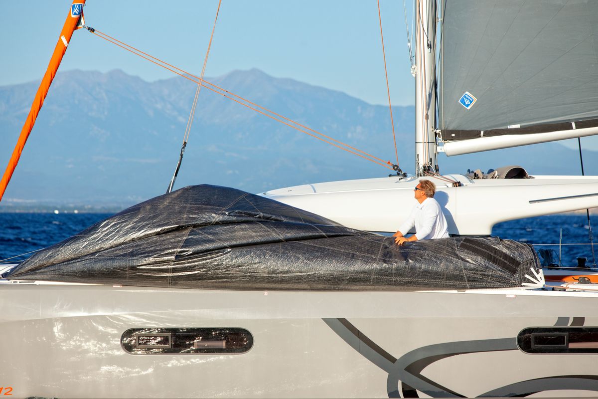 Deck of Zara, a Excess 12 catamaran at Zadar, Croatia