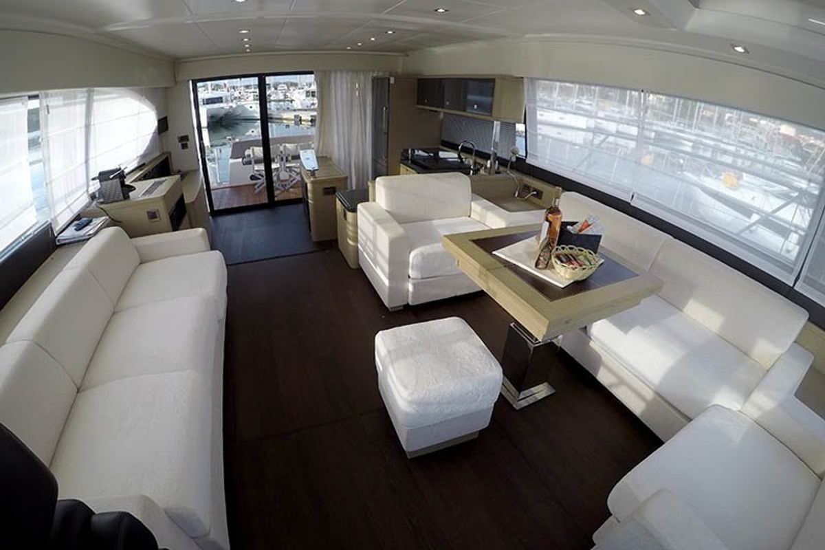 Salon of Jana, a Prestige 620 S yacht at Grad Šibenik, Croatia