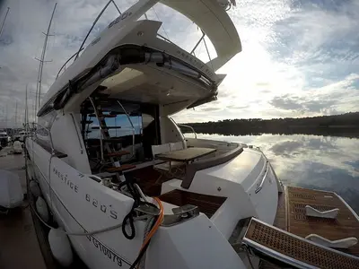Deck of Jana, a Prestige 620 S yacht at Grad Šibenik, Croatia