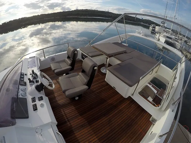 Cockpit of Jana, a Prestige 620 S yacht at Grad Šibenik, Croatia
