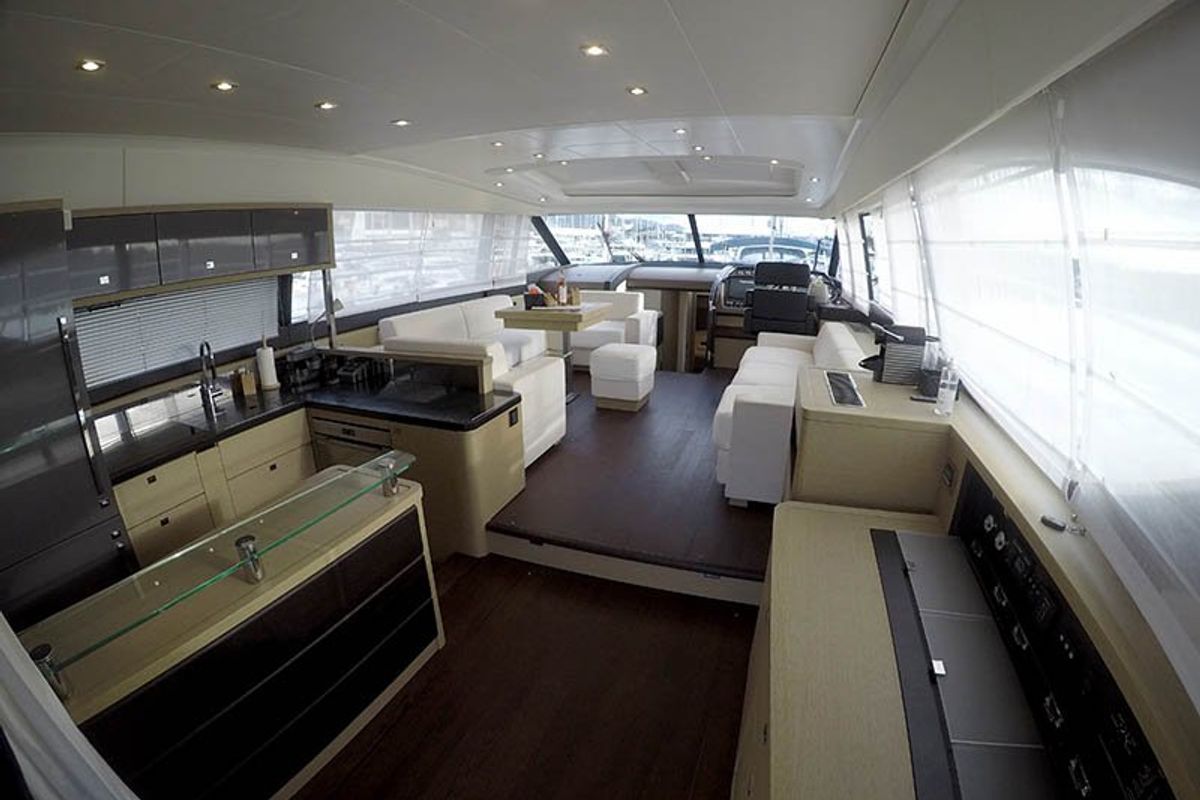 Salon of Jana, a Prestige 620 S yacht at Grad Šibenik, Croatia