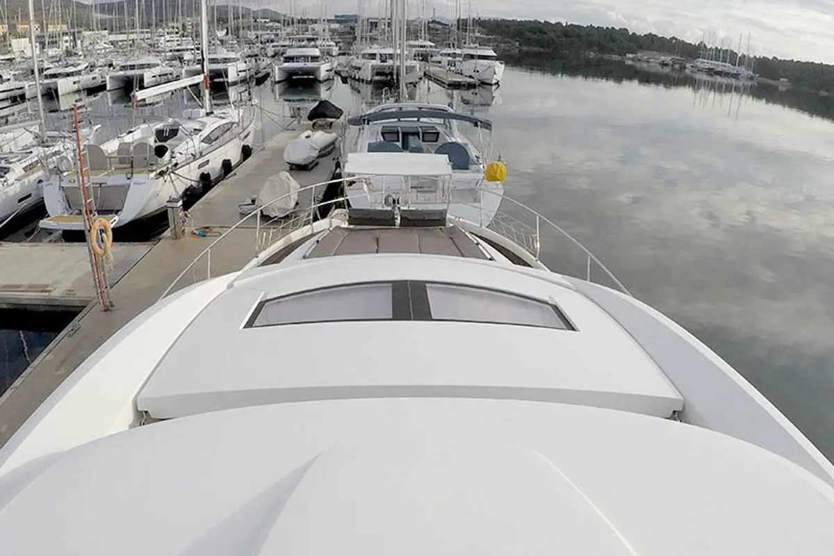 Deck of Jana, a Prestige 620 S yacht at Grad Šibenik, Croatia