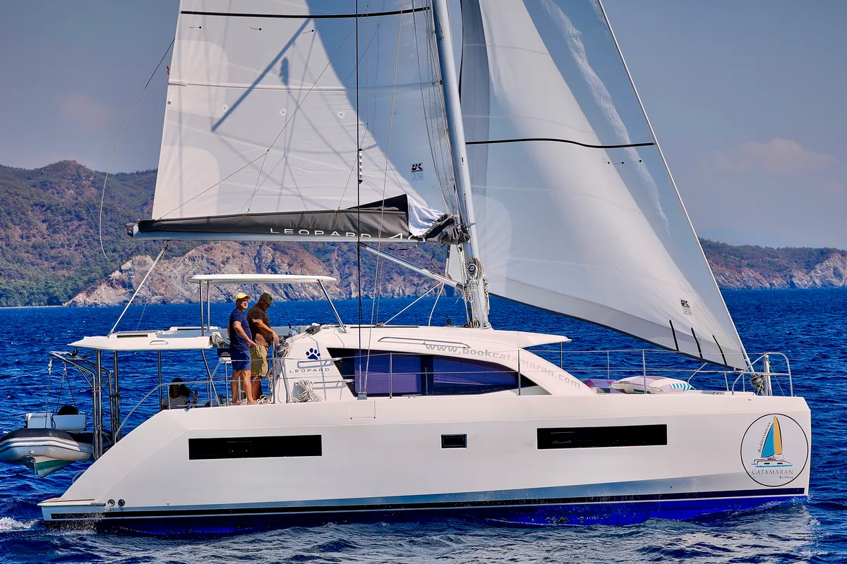 Deria, a Leopard Leopard 40 catamaran at Tivat, Montenegro