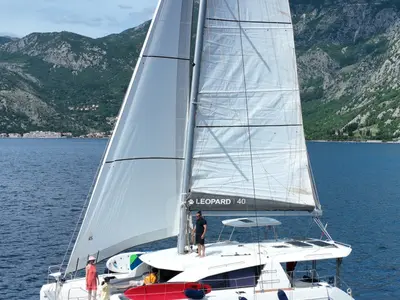 Deria, a Leopard Leopard 40 catamaran at Tivat, Montenegro