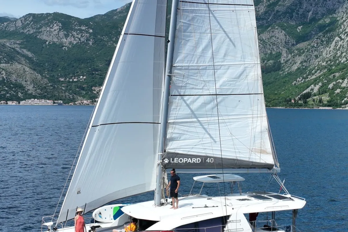 Deria, a Leopard Leopard 40 catamaran at Tivat, Montenegro