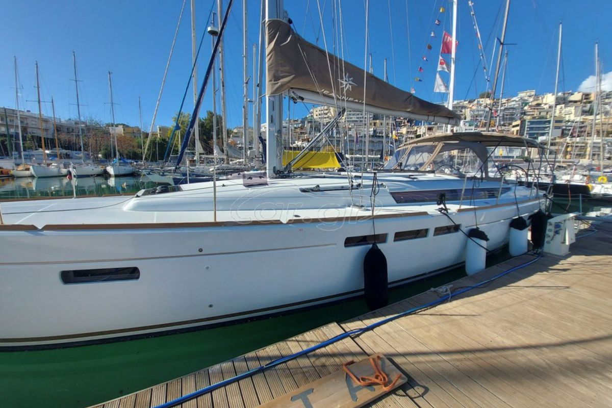 Exterior view of FIESTA, a Jeanneau Sun Odyssey 519 sailboat at Municipal Unit of Lefkada, Greece