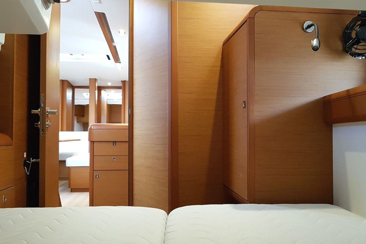 Cabin on FIESTA, a Jeanneau Sun Odyssey 519 sailboat at Municipal Unit of Lefkada, Greece