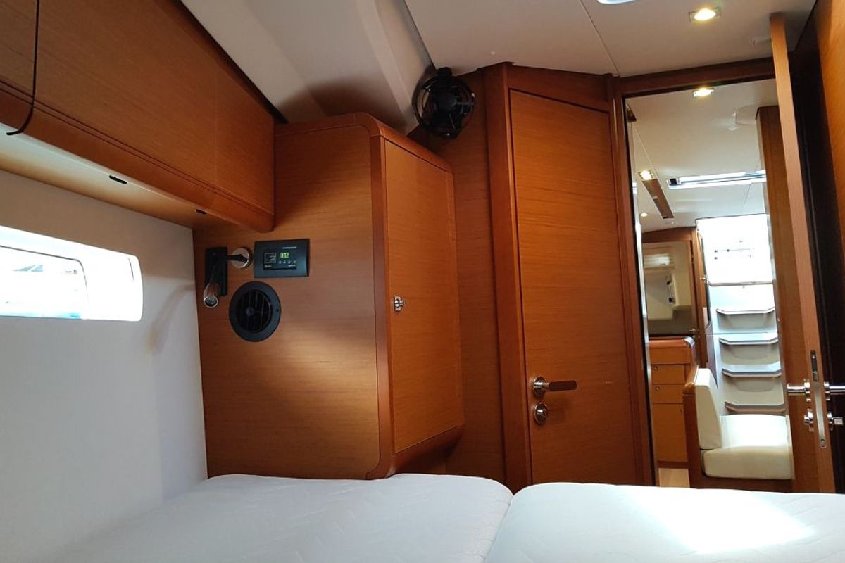 Cabin on FIESTA, a Jeanneau Sun Odyssey 519 sailboat at Municipal Unit of Lefkada, Greece