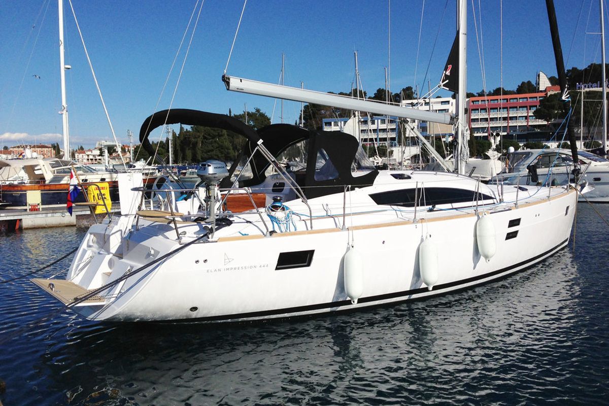Exterior view of Živa, a Elan 444 Impression sailboat at Split, Croatia