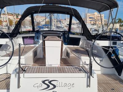 Cockpit of Gassillage, a Dufour 41 sailboat at Vallauris, France