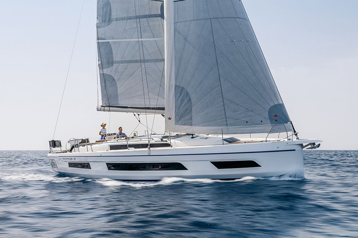 Exterior view of Gassillage, a Dufour 41 sailboat at Vallauris, France