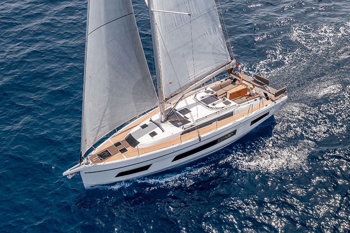 Exterior view of Gassillage, a Dufour 41 sailboat at Vallauris, France