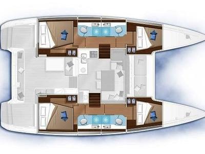 Floor plan of Cassiopeia, a Lagoon 40 catamaran at Municipal Unit of Nea Peramos, Greece