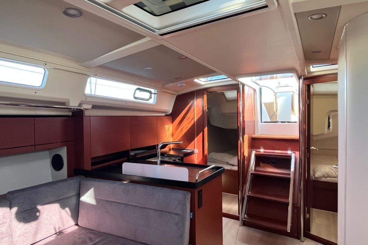 Salon of Mersina, a Hanse Yachts Hanse 418 sailboat at Municipal Unit of Lefkada, Greece