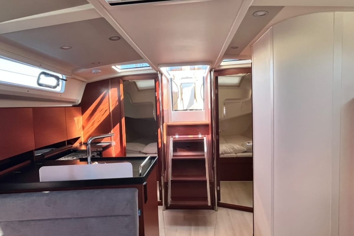 Galley of Mersina, a Hanse Yachts Hanse 418 sailboat at Municipal Unit of Lefkada, Greece