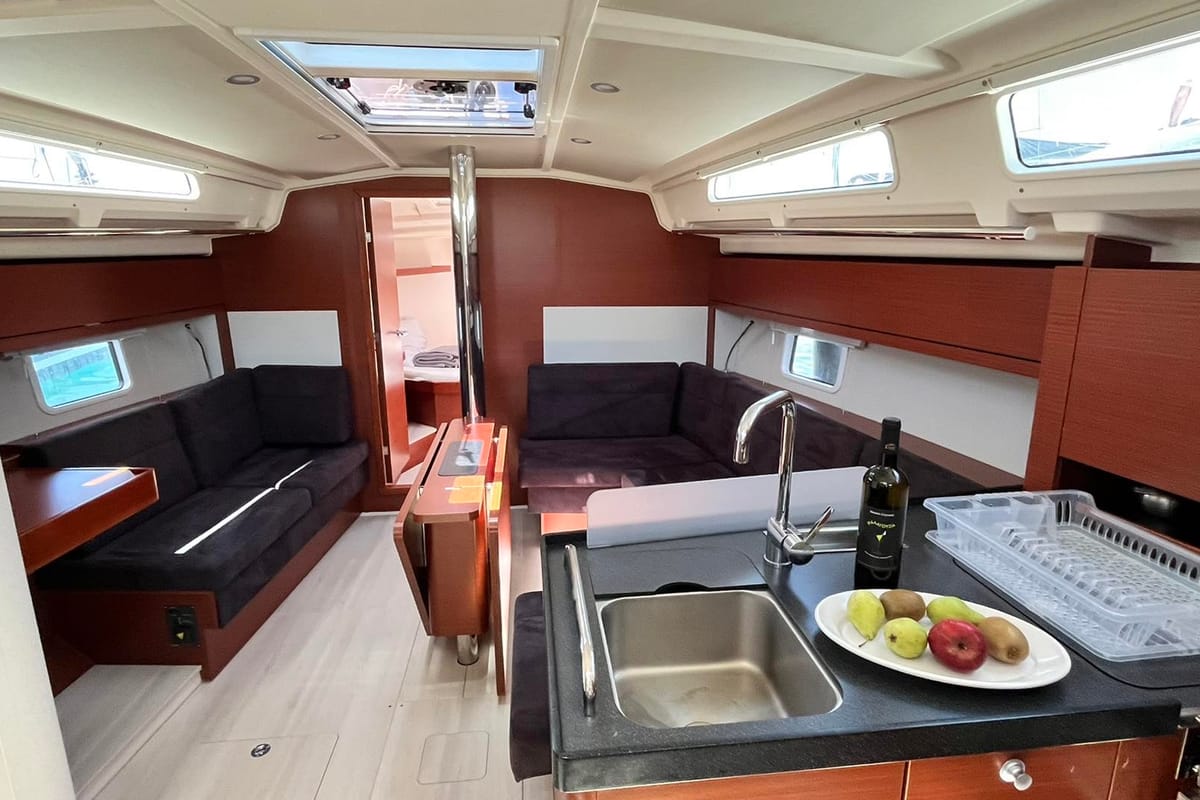 Galley of Mersina, a Hanse Yachts Hanse 418 sailboat at Municipal Unit of Lefkada, Greece