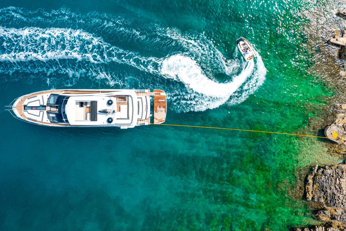 Exterior view of Premium +, a Galeon 640 Fly yacht at Seget Donji, Croatia