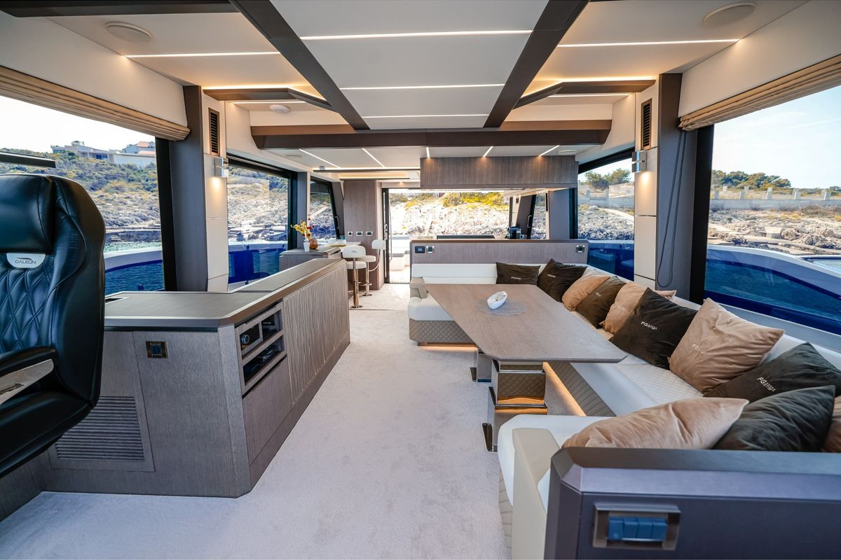 Salon of Premium +, a Galeon 640 Fly yacht at Seget Donji, Croatia