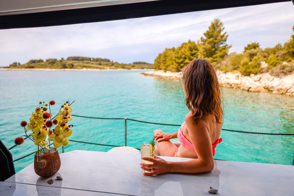 Deck of Premium +, a Galeon 640 Fly yacht at Seget Donji, Croatia