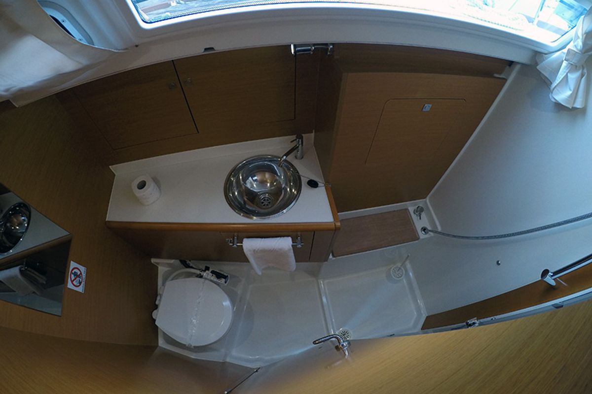 Head on Elissa, a Jeanneau Sun Odyssey 449 sailboat at Grad Šibenik, Croatia