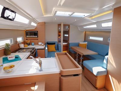 Galley of Intrepida, a Jeanneau Sun Odyssey 410 sailboat at San Vincenzo, Italy