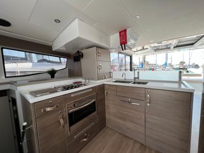 Galley of Holiday, a Bali 4.8 catamaran at Athens, Greece