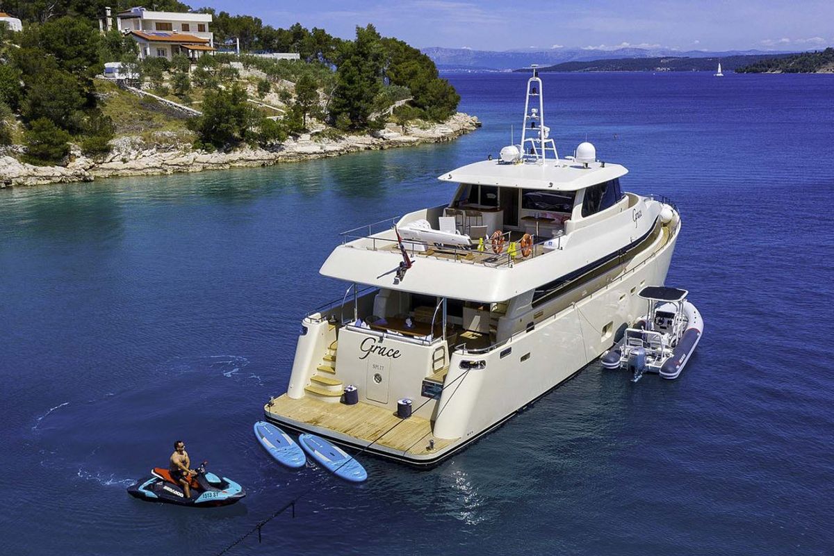 Exterior view of Grace, a Aegean Yacht Custom Made Aegean yacht at Split, Croatia