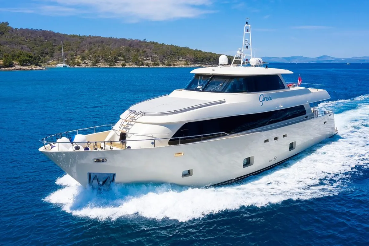 Exterior view of Grace, a Aegean Yacht Custom Made Aegean yacht at Split, Croatia